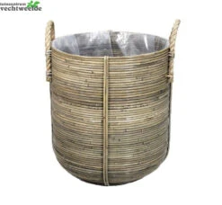 Mand Gestreept D40h45cm Grijs