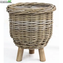 Mand Rotan Op Poten D34h40cm