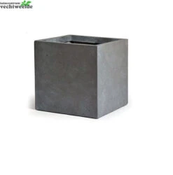 Pot Kubus Clay Fibre B28h28 Cm Authentiek Grijs