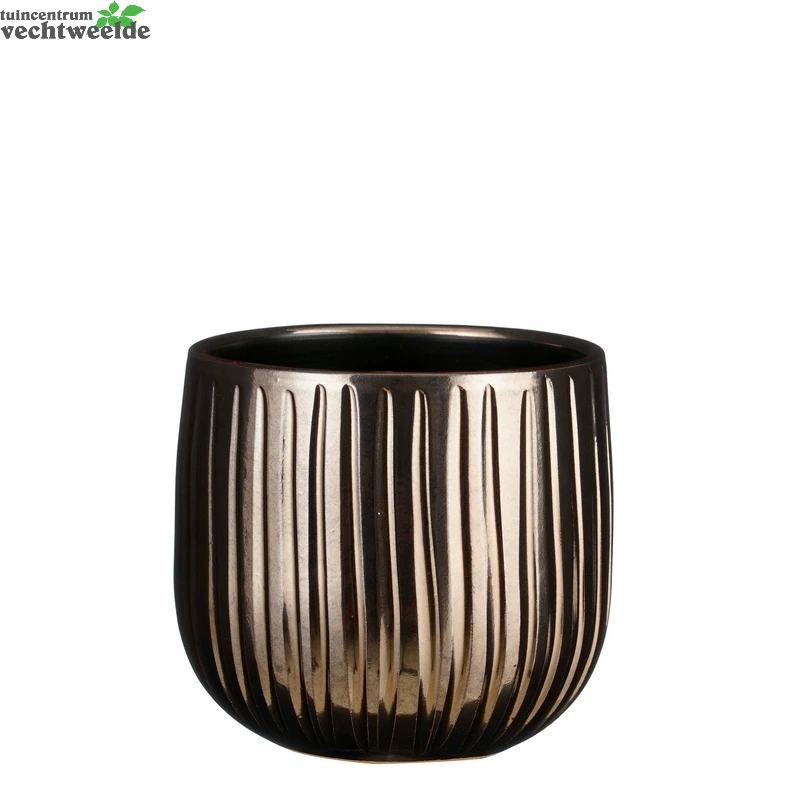 Pot Pablo D18h16cm Brons Ribbel