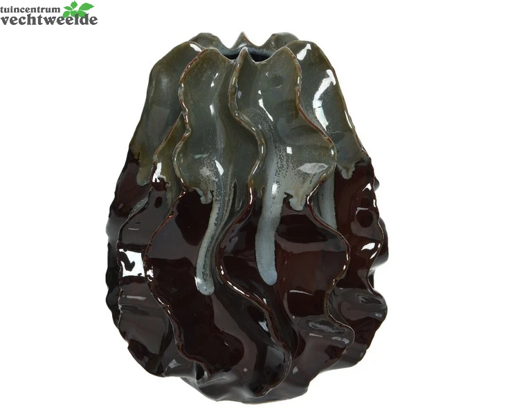 Decoris Vaas Keramiek L21b21h26cm Groen